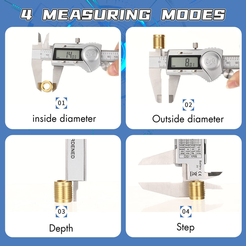 Electronic Digital Calipers, inch and Millimeter Conversion,LCD Screen displays 0-6" Caliper Measuring Tool, Automatic Shutdown, Suitable for DIY/Jewelry Measurement (150mm inch/mm/Fraction) 150mm inch/mm/fraction
