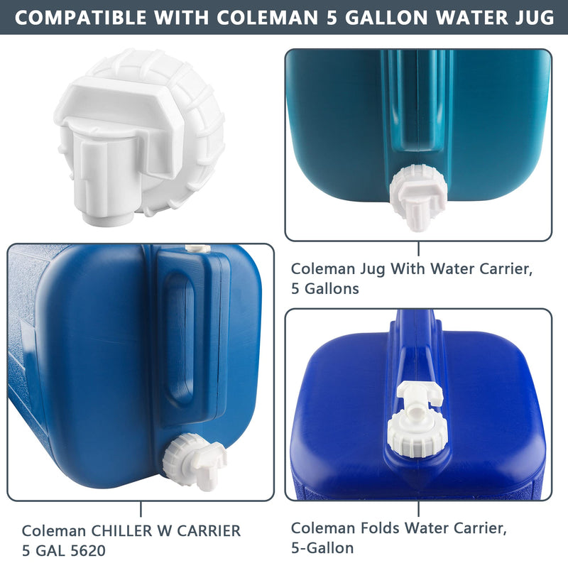 5-Gallon Water Jug Spigot, Water Carrier Jug Replacement Faucet Assy. Compatible with Coleman 5 Gallon Water Carrier Model, Universal Water Spout for 5-Gallon Jug. Sealed and Durable Water Jug Spout. 2 Pack