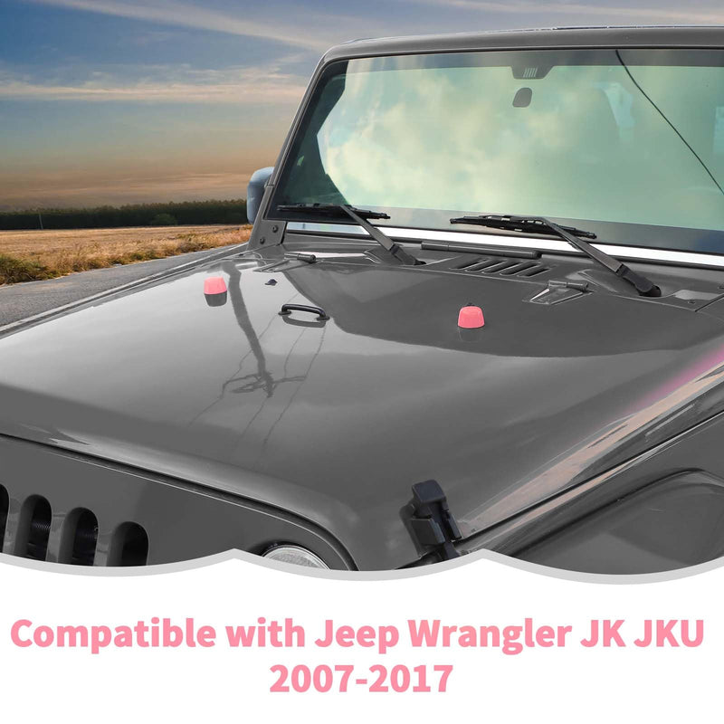 Engine Hood Rubber Head Cover Trim Decoration Accessories for Jeep Wrangler JK JKU 2007-2018,Pink Pink