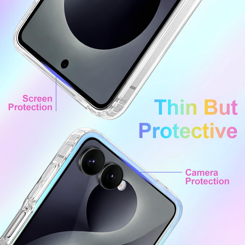 Cute Case for Samsung Galaxy Z Flip 8 Case, Gradient Iridescent | Compatible with Magsafe, Aesthetic Girly Translucent Blue & Pink Glitter Rainbow Magnetic Phone Cover for Women Girls Gradient Blue & Pink