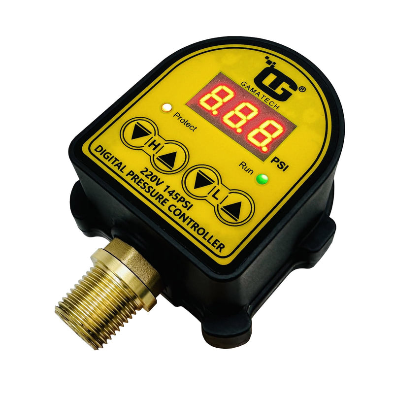 GamaTech 220V 145PSI Digital Adjustable Pressure Switch Controller for Water Pump and Air Pump, 1/2" Male NPT