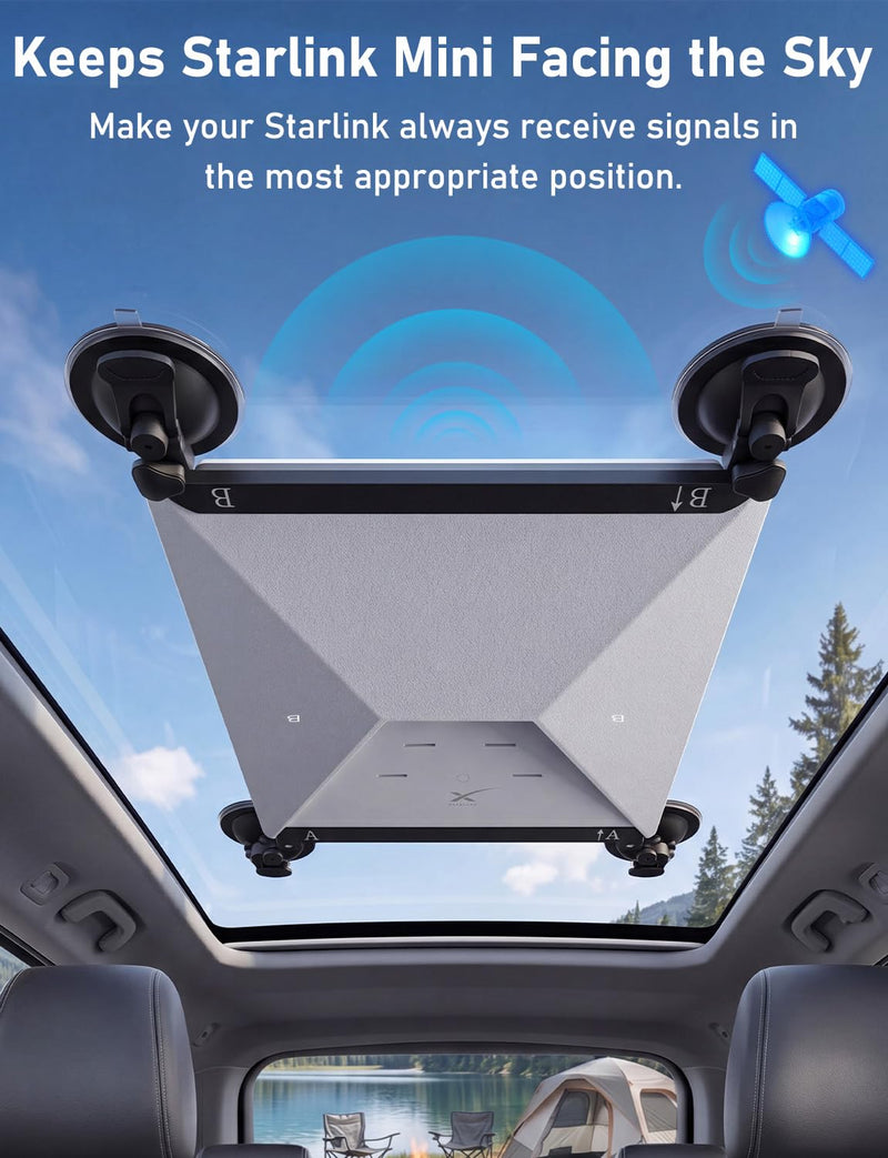 Starlink Mini Suction Cup Mount | for Car Sunroof Window|Strong Grip|No Tool Install|2 Spare Suction Cups|All-Weather Stability for RVs, Trucks, Boats& Camping Black