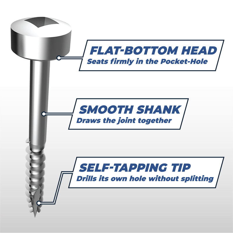 Kreg Zinc Pocket-Hole Screws - SPS-C1-500 - 1-Inch - Coarse Thread - Pan Head - Indoor - 500 Count