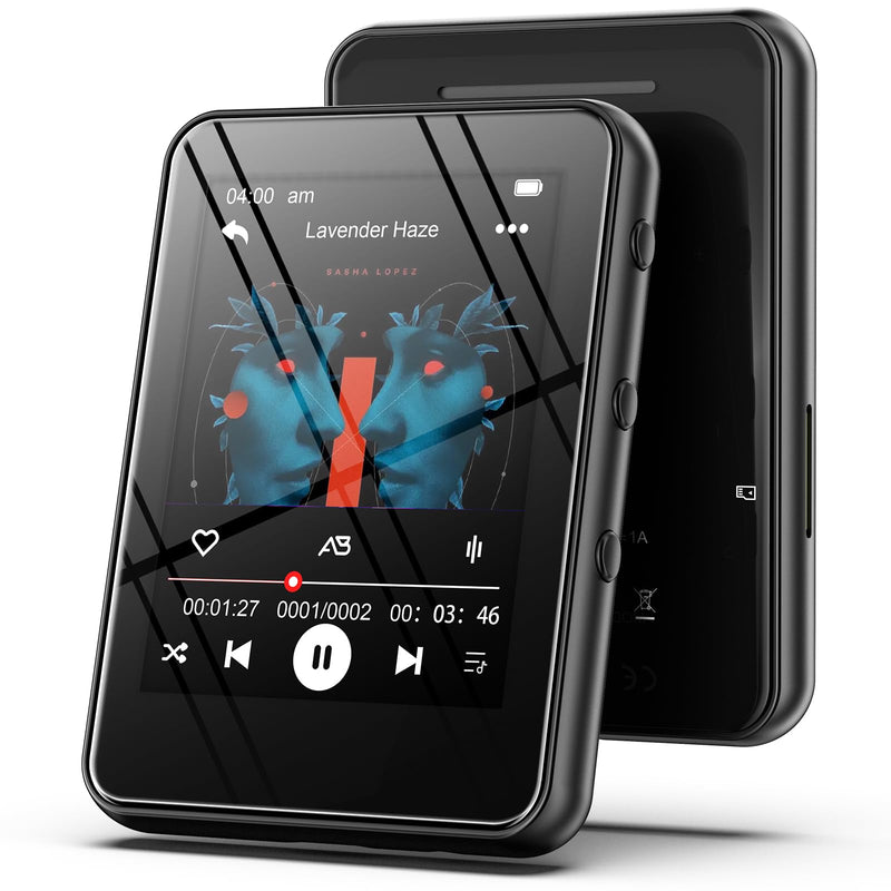 PulsePlay 32GB MP3 Player with Bluetooth 5.3,2.4" Full Touch Screen Portable Music Player with Speaker,HiFi Lossless Sound,FM Radio,Voice Recorder,Support up to 256GB TF Card,Ideal for Kids,Sports,Gym