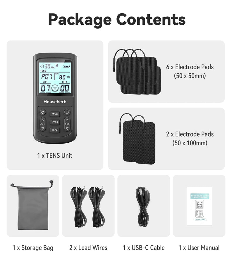 TENS Unit Muscle Stimulator for Pain Relief, 3-in-1 EMS TENS Machine with 28 Modes, 40 Intensity Levels, Dual Channel Rechargeable Massager with 8 Pads for Back, Neck, Shoulder, Sciatica
