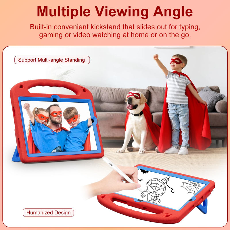 Kids Case for Samsung Galaxy Tab A11+ 2025 / A9+ 2023 11", Shockproof Cover with Built-in Screen Protector and Stand for Galaxy Tab A11 Plus / A9 Plus 11 Inch (Red+Blue) Red+Blue