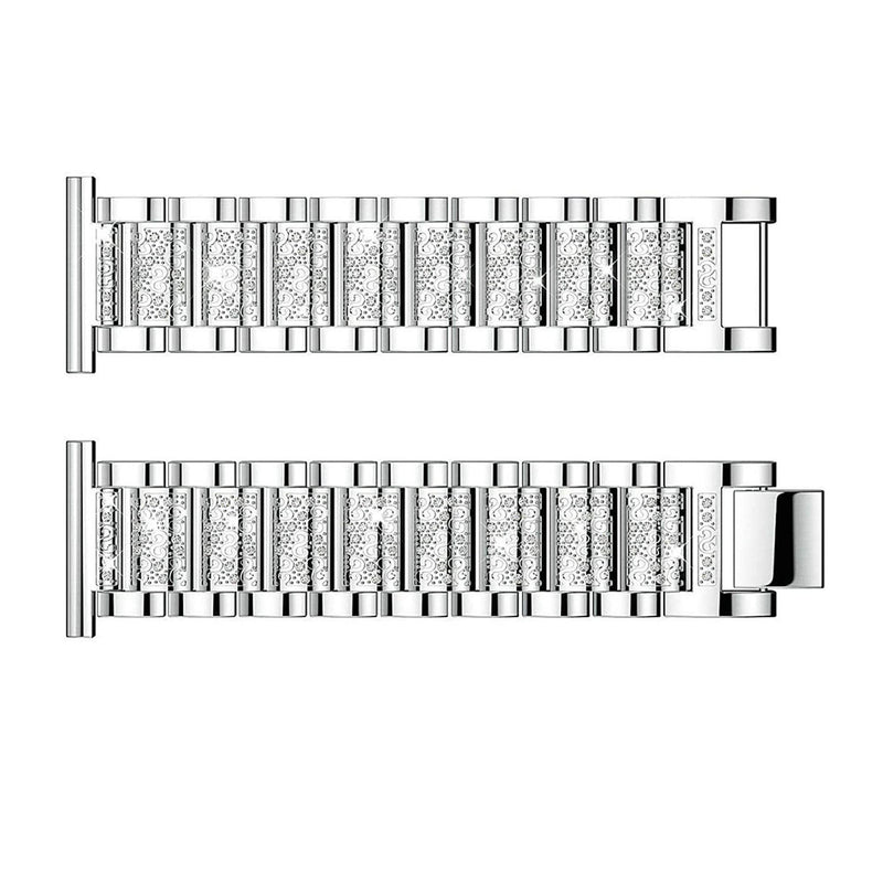 Compatible for Coco Smartwatch Bands, Women Jewelry Bling Diamond Metal Dressy Strap Adjustable Replacement Strap Accessories Sports Band for Men Women Compatible for Coco BT2, BT2-Z Smartwatch Silver 22mm size band