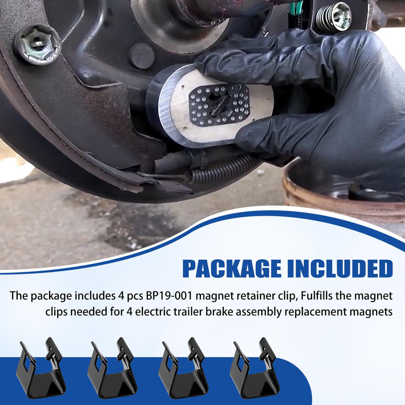 BP19-001 Magnet Retainer Clip for Most 10 Inch and 12 Inch Electric Trailer Oval Style Brake Magnets - 4 Pac