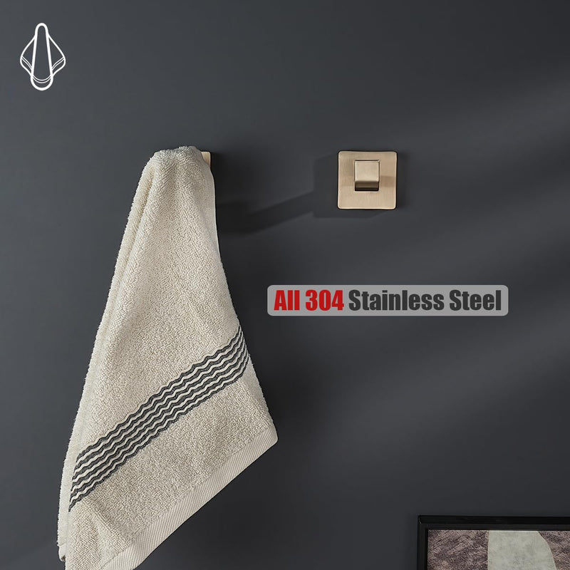 JQK Bathroom Towel Hook Champagne Bronze, Coat Robe Clothes Hook for Bathroom Wall Mounted (Pack of 2), SUS 304 Stainless Steel 0.8mm, TH250-CB-P2 2 Pack