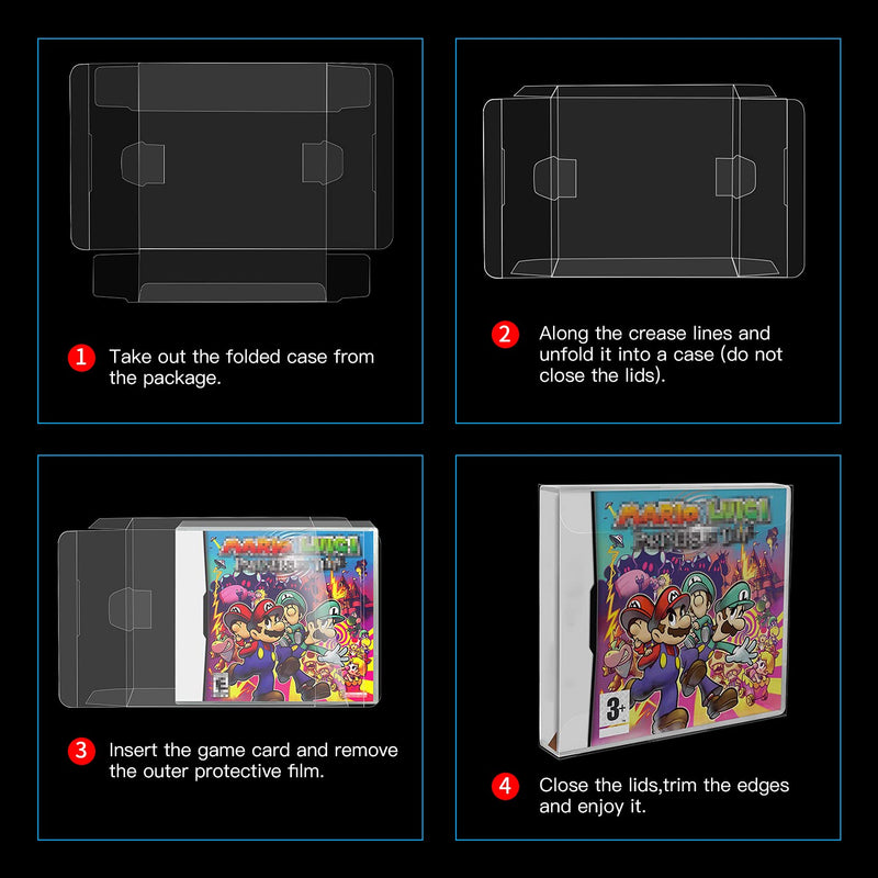 10-Pack Clear Case Protectors Compatible with Nintendo DS - 0.35mm Archival-Grade Acid-Free PET for NTSC Box Storage & Display, Crystal Shell Sleeves & Transparent Game Dust Covers