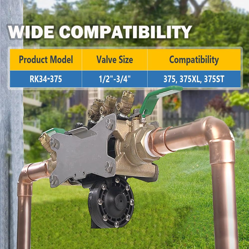 RK34-375 Backflow Preventer Repair Kit Compatible with ZurnWilkins 375/375XL/375ST 1/2" & 3/4" Models – Includes Check Assemblies, Relief Valve Parts, O-Rings & Spring –Full Internals Replacement Kit