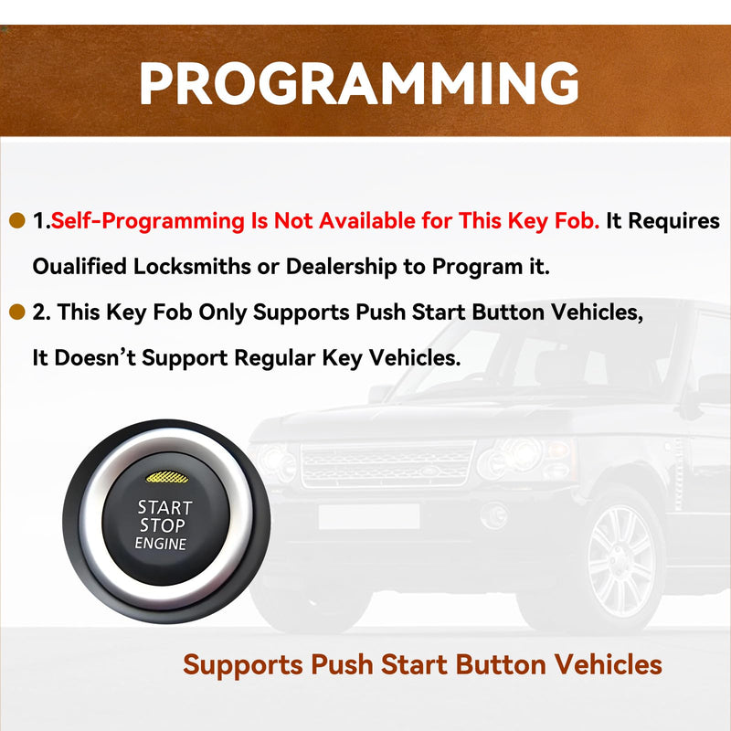 Key Fob Remote 315MHz for Land Rover Jaguar 2011-2019 KOBJTF10A | 1PCS 5 Button Smart Remote, Fits Range Rover Evoque Sport Discovery LR2 LR4, Jaguar F-Type XE XF XJ, Includes Emergency Key