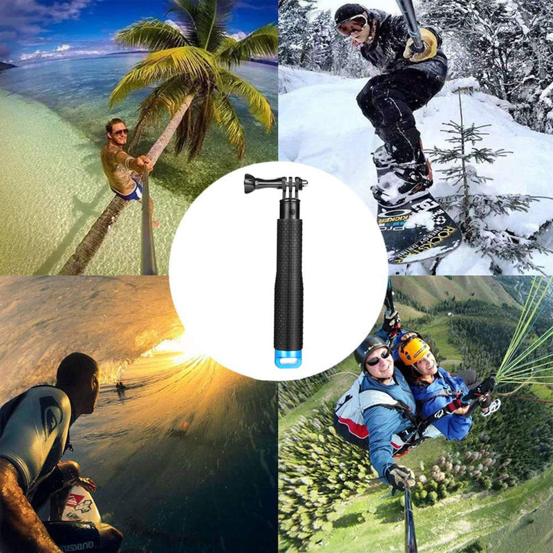Extendable Action Camera Selfie Stick, 19" Sports Cameras Selfie Stick Pole Waterproof Telescoping Pole Monopod for DJI OSMO, AKASO, SJCAM, YI, Victure, Qumox, Crosstour 19 Inch Selfie Stick