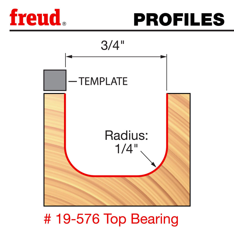 Freud 19-576: 1/4" Radius Dish Carving Bit with 1/2" shank, 3/4" overall diameter