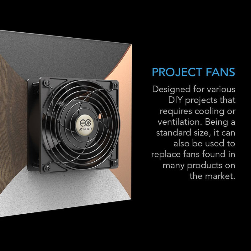 AC Infinity AXIAL 1225, Quiet Muffin Fan, 120V AC 120mm x 25mm | Low Speed, UL-Certified for DIY Cooling Ventilation Exhaust Projects 120 x 120 x 25 mm, Low Speed