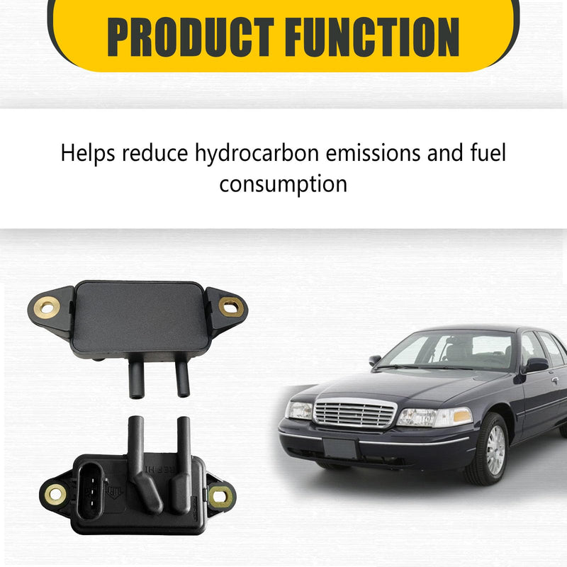 EGR Valve Pressure Sensor DPFE15, F77Z9J460AB, VP8T - Compatible with F0rd F-150 F-250 F-350 Ranger, Lincoln Town Car, Mercury, Mazda B2500 B3000 - Replaces 1L3Z9J460AA