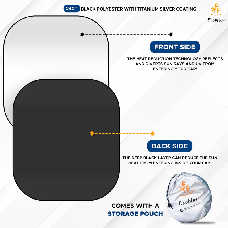 EcoNour Car Windshield Sun Shade Foldable | Front Windshield Shade for Sun, Heat and UV Rays | Sunshade for Car Front Window and Interior Sun Protection | Medium (31 * 28 inches)