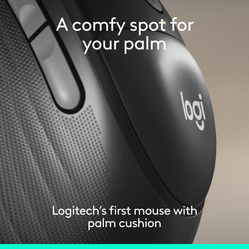Logitech Signature Comfort Plus M850 L Wireless Mouse Bluetooth - Graphite | Bluetooth, palm cushion, 24-month battery, customizable buttons, for Windows, Mac, iPad With Palm Cushion