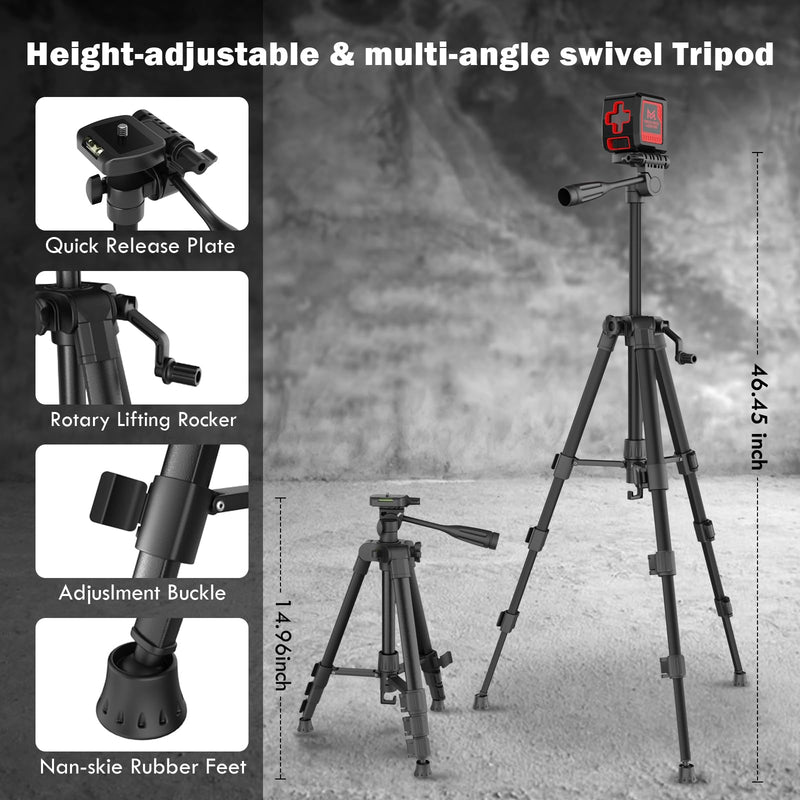 Motovera Self Leveling Laser Level 100ft, Green Cross Line with Tripod, 4 Brightness Modes & Pulse Function, Manual & Self-Leveling Modes, IP54 Waterproof for Picture Hanging, Tile, DIY Construction LL-T2