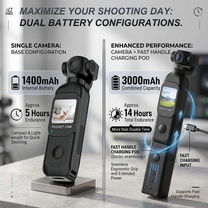 Body Camera with Audio & Video Recording Vlogging Camera Handheld Cam-32GB | POV Camera with 270° Rotating Lens 1080P Pocket Body Cam with External Charging Pod Portable Video Recorder for Outdoor/Sport