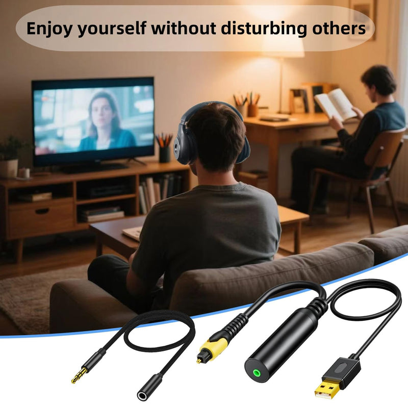 192KHz DAC Optical to 3.5mm Female Converter,Optical Audio Cable to AUX Cable Adapter,Digital to Analog Audio Converter for HDTV DVD Set-top Boxes (Unidirectional O-ptical to A UX) Aux Cable - 5FT 1