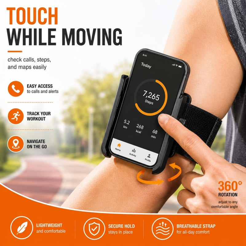 Wristband Phone Holder,Wrist Phone Holder,Arm for Running,Phone Arm Band,Phone Holder for Running,No Screen Blocking, 360° Rotating Wrist Fits 4–6.7" Phones(Arm Style)