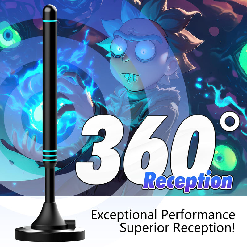 TV Antenna Indoor with Magnetic Base and Signal Amplifier, TV Antenna for Smart TV Indoor, Digital TV Antenna Compatible with All TVs, Supports 4K 1080P HD, 5m Coaxial Cable