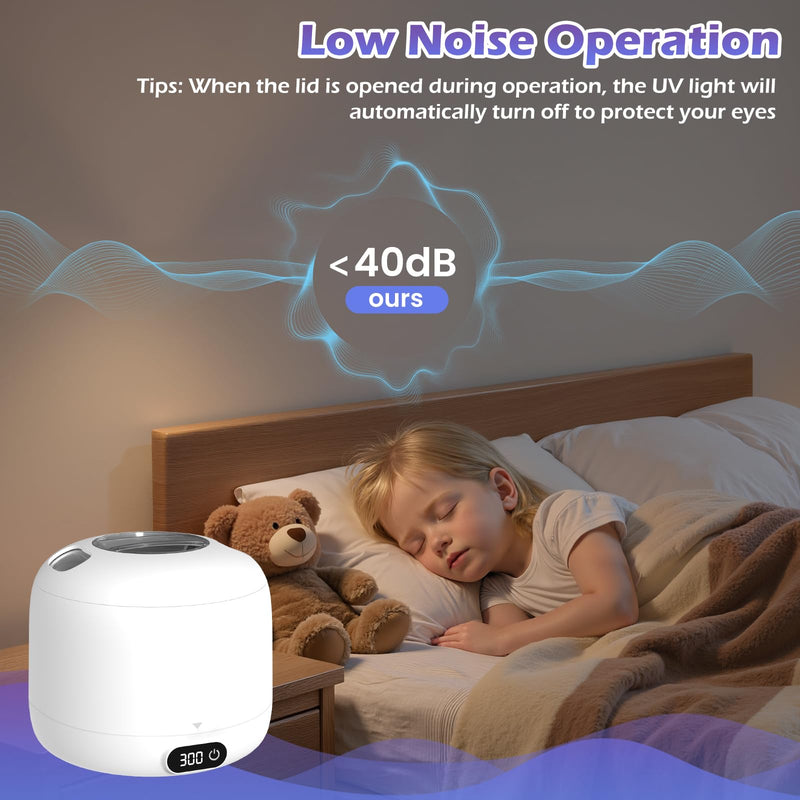 Upgraded Ultrasonic Retainer Cleaner Machine,45kHz Professional Dental Cleaning Pod with Digital Timer & 200ML Capacity,Deep Cleaning for Denture,Night Guard,Aligner,Toothbrush,Jewelry and More(White) White