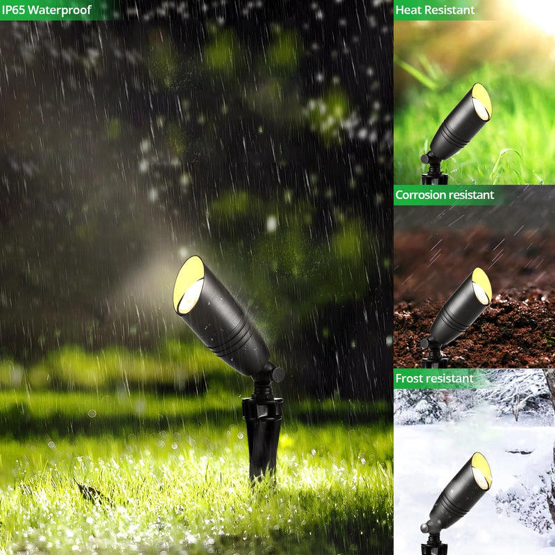 wowlite Landscape Spotlights Outdoor, 12V Low Voltage Landscape Lighting Fixture with 5W MR16 LED Bulb, Black Aluminum Yard Directional Uplights Waterproof for House Trees Patio Matte Black 03 1 Pack