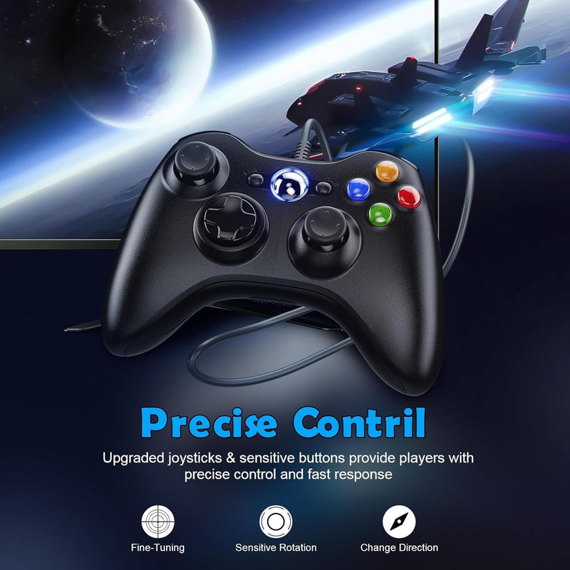 Gamrombo Wired Controller for Xbox 360, Gamepad Compatible with Xbox 360/360 S/360 E, PC Windows 11/10/8/7，2.5mm headphone Jack