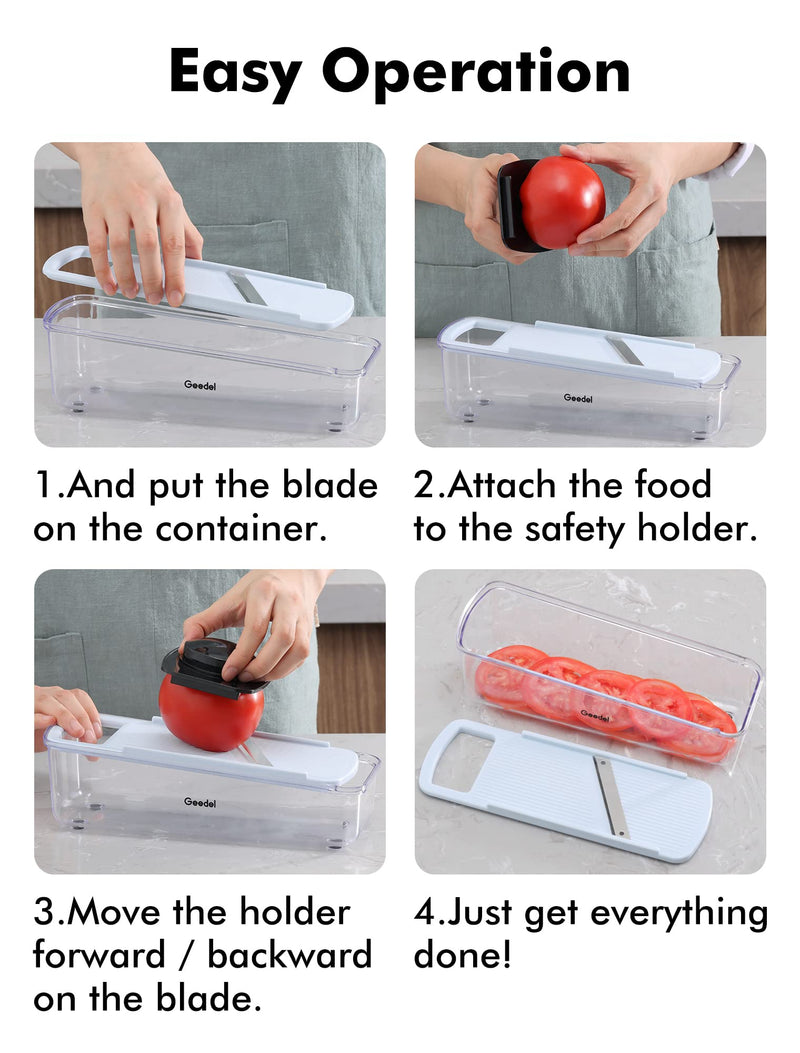 Geedel Professional Mandoline Slicer for Kitchen, Multi Purpose Vegetable Slicer Cutter, Vegetable Cutter Onion Cutter for Veggie Fruit Cheese Light Blue