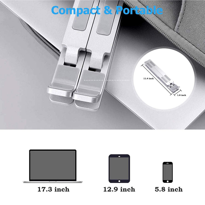 Laptop Stand, Adjustable Portable Laptop Holder,Aluminum Alloy Desktop Mount Compatible with 10-15.6 Inch MacBook PC-Notebook Tablet Thinkpad (Light Silver) LIGHT SILVER