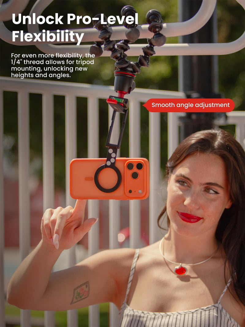 JOBY AC02 Magnetic Phone Tripod Stand | Aluminium Mini Pocket Tripod, N52 Strong Magnet, Quick Mount, Black, for iPhone 17 16 15 14 13 12 Series