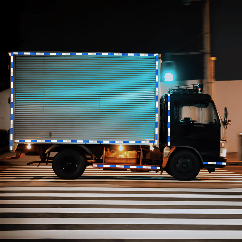 Reflective Tape Blue White 2 Inch x 68 Feet, Outdoor Waterproof Warning Reflector, Night Safety Stickers for Vehicles 2"X68ft Blue White+- 1