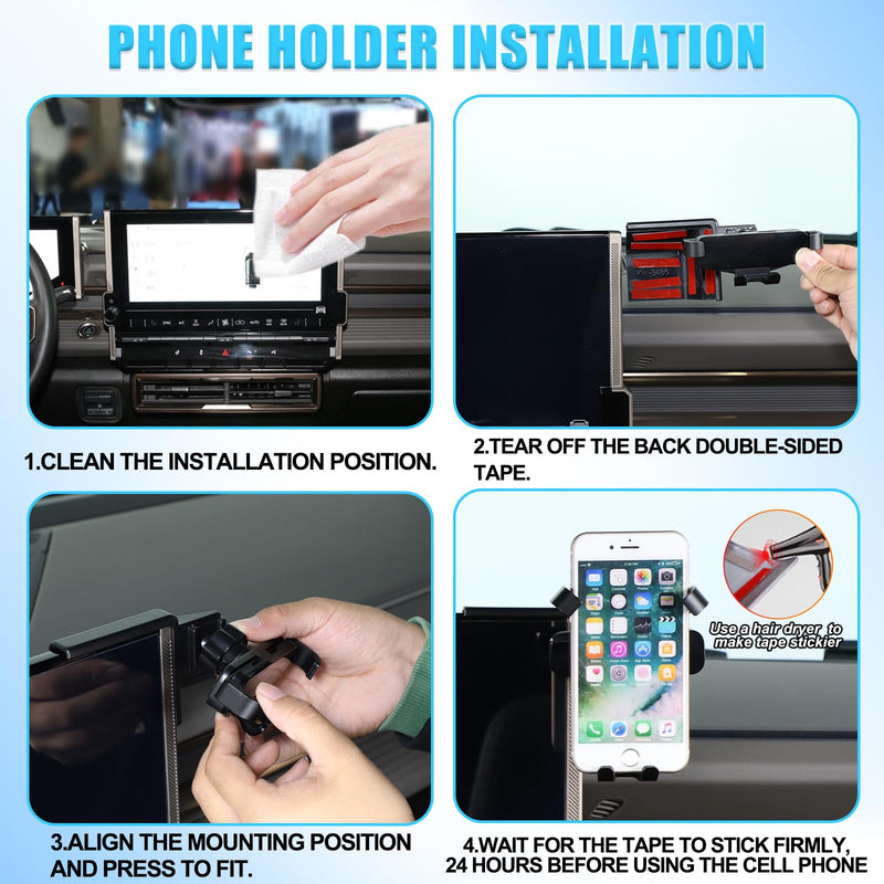 Car Phone Holder Mount for Hummer EV SUV Pickup Truck Accessories 2022-2024 2025+ Right Side of Navigation Screen Rotatable Fixed Mobile Phone Holder for Car Fit for iPhone Universally Smartphones (B)