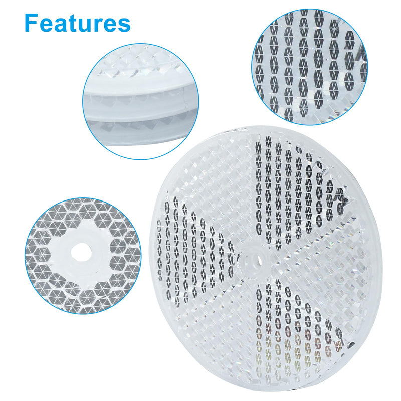 6 Pack White Round Reflector, Front Reflector with Mounting Screw, Safety Reflectors for Driveway, Trailer, Posts