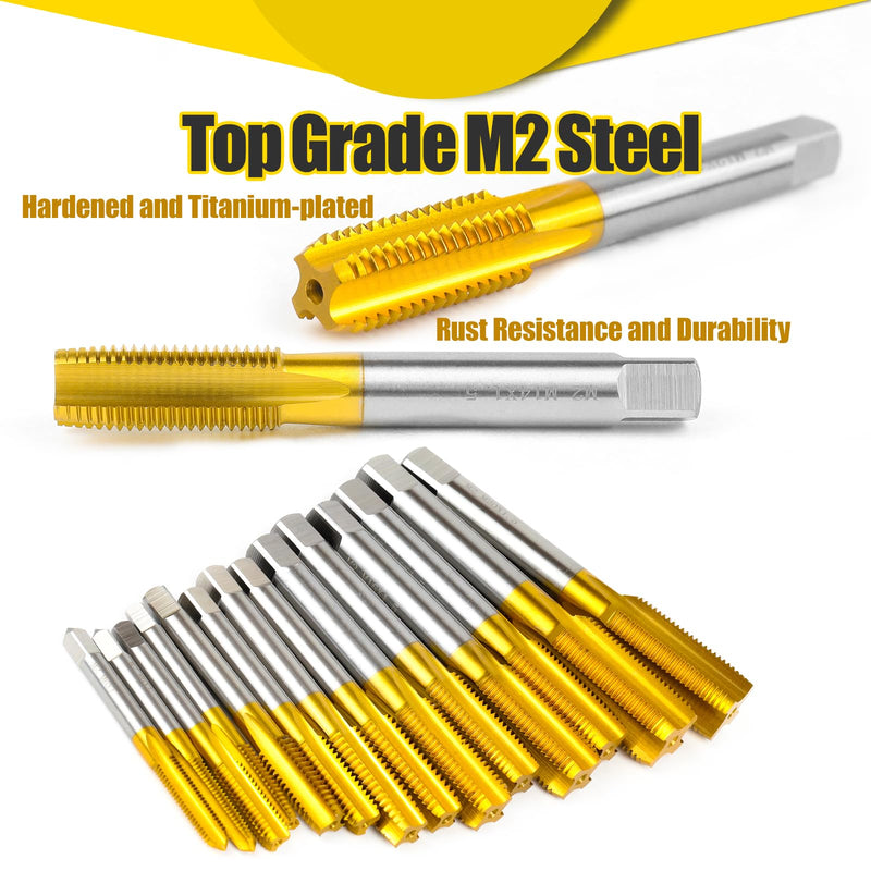 2Pcs M20 x 1.5 Thread Tap,M2 HSS Right Hand M20 x 1.5 Thread Milling Tap,Taper and Bottom Threading Hand Tap 2Pcs Taper & Bottom Tap Set