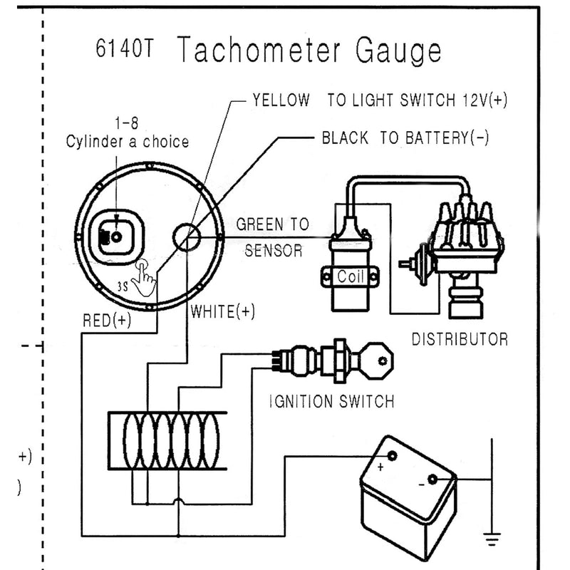 Pointer Tachometer,2in 52mm LED Tachometer Red Pointer White Dial Backlight for 1 4 6 8 Cylinder Gasoline Vehicles