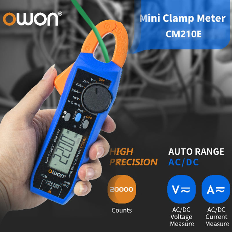 OWON CM210E Mini Digital Clamp Meter 100A AC DC Current Voltage True RMS Pliers Ammeter Resistance, Capacitance, Diode Tester Multimeter