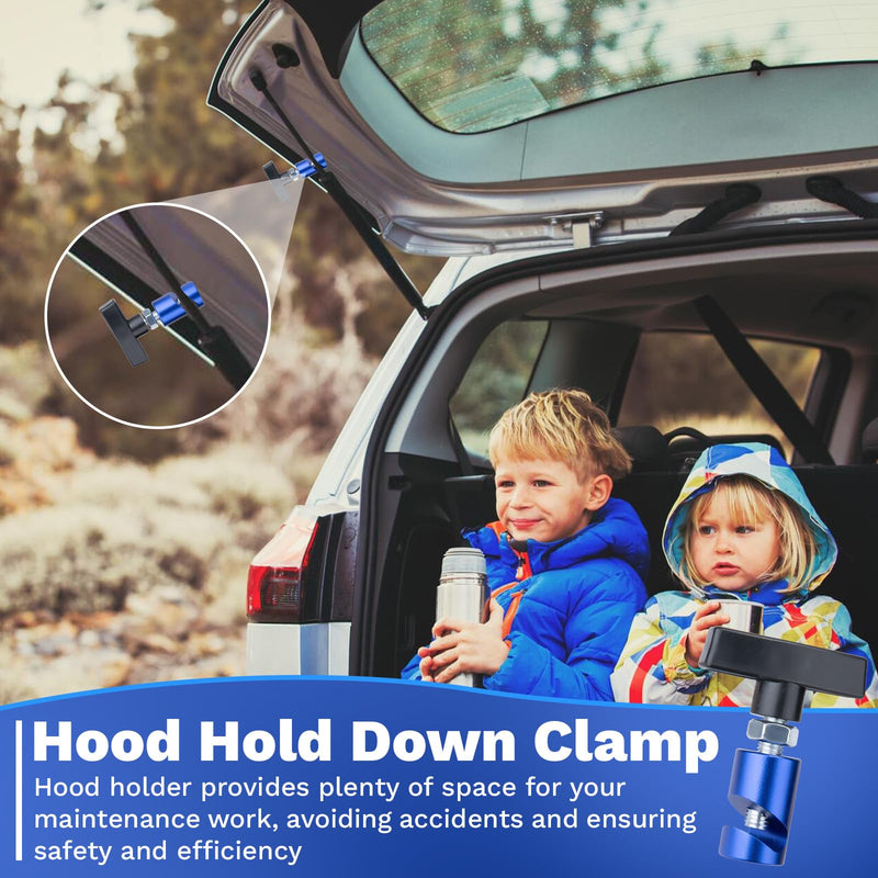 2 PCS Car Hood Prop Struts Clamp, Hood Strut Clamp, Car Lift Support Retaining Clip, 0.43 Inch Hood Lift Support Clip for Car, Automotive Tools for Tailgate Hatch Car Trunk (Blue) 2 Pcs Blue