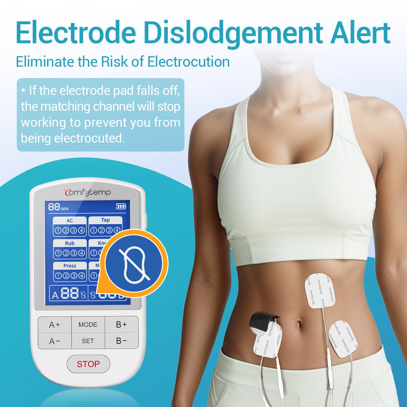 Comfytemp TENS Unit Muscle Stimulator, FSA HSA Eligible Dual Channels TENS Machine for Pain Relief, Electronic Pulse Massager for Back, Period Cramps, Neck, Sciatica, 24 Modes
