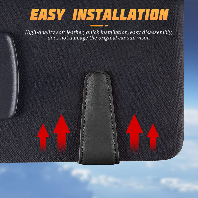 AICEL Sunglasses Holders for Car Sun Visor, Leather Eyeglasses Hanger Mounter, Magnetic Glasses Holder and Ticket Card Clip, Auto Interior Accessories Universal for SUV Pickup Truck Black/Leather