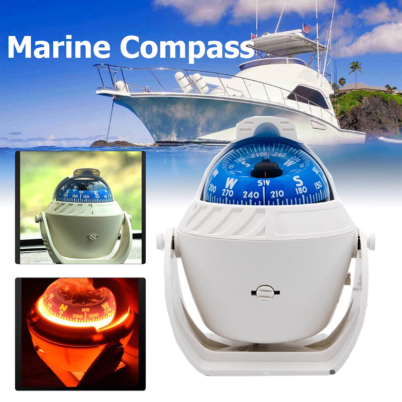 Sea Marine Compass with Mount Compasses Ball Waterproof for Boat Caravan White Sea Marine Compass with Mount for Boat Caravan Truck Car Navigation Compass Boat Sea Marine