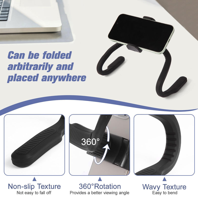 Flexible Phone Holder for Treadmill,Silicone Treadmill Phone Holder for Peloton Bike, Deformable Treadmill Phone Mount Compatible with Most Exercise Bicycle & Treadmill with Screen Black