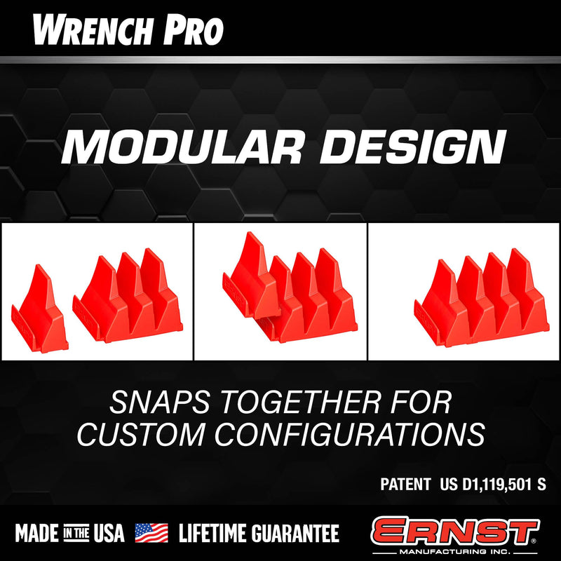 Ernst Manufacturing Wrench Pro - Modular Wrench Organizer for 40 Tools with Magnetic Base (Green) Patented - Made in the USA Green