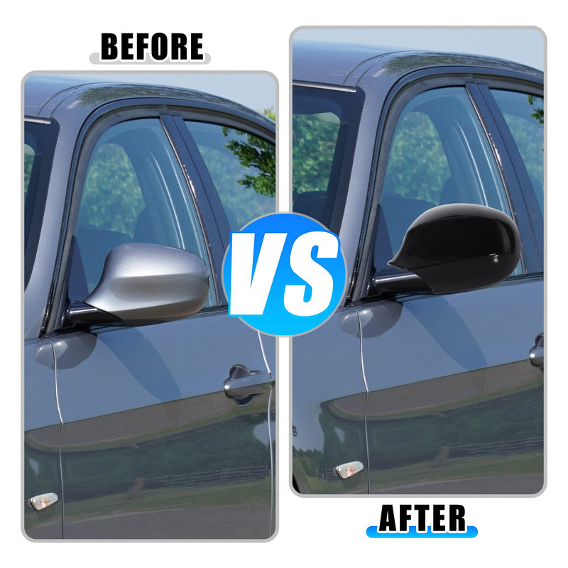 X AUTOHAUX Pair Car Exterior Rear View Mirror Housing Door Wing Mirror Covering Cap for BMW 323i 328i 335d 335i Black For E90 2009-2011