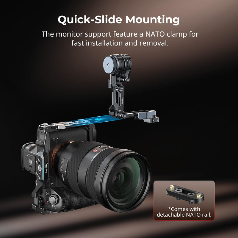 SmallRig L-Shaped Monitor Support for Vertical Shooting with NATO Rails, Stepless Damping 360° Adjustment, Support 5” and 7” Field Monitor - 6315