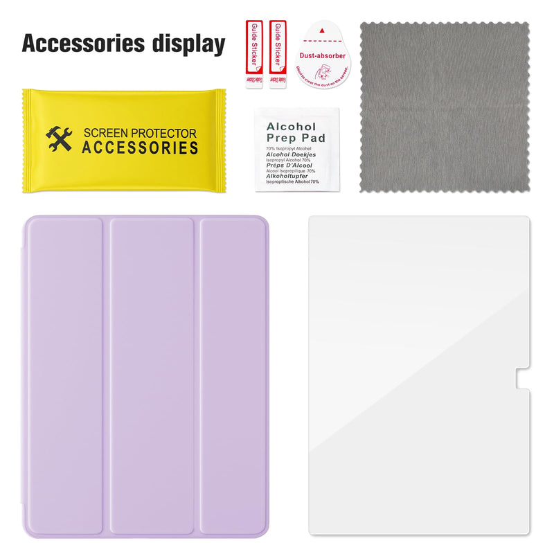 ProCase iPad Air 11 Case with Tempered Glass Screen Protector for M4/M3/M2 | All-in-One Protection Set, Pencil Holder, Slim Trifold Stand, Auto Wake/Sleep (2026/2025/2024) - Purple