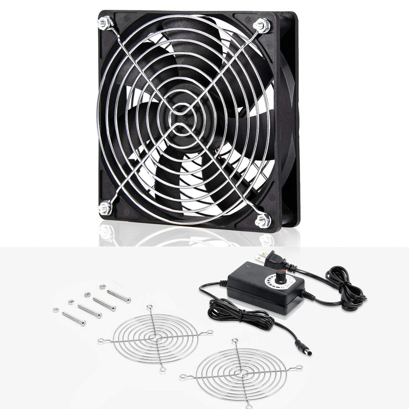 120mm 110V 115V 120V AC Powered Fan with Speed Controller DC 3V to 12V, for Router Receiver DVR PlayStation Xbox Component Cooling