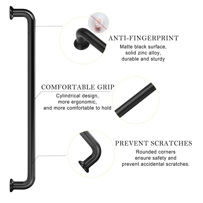 Malimali 5 Pack 7-1/2 Inch Matte Black Kitchen Cabinet Handles Black Modern Cabinet Pulls Antique Dresser Drawer Pulls Farmhouse Kitchen Hardware for Cabinets Cupboard Closet 7-1/2"/192MM Hole Centers Matte Black-5 Pack